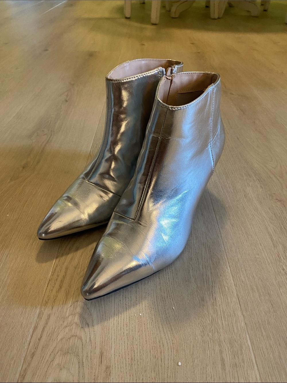 a new day Metallic Silver Pointed-Toe Ankle Booties